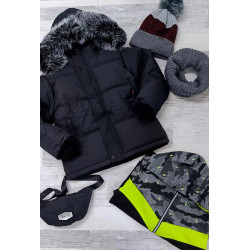 JONGENSPARKA GEWATTEERD MET BONT WINTER