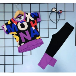 Blouse + Leggings + Band voor meisjes met kleurrijke letters - Kids & Style
