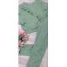DRES BLUZA Z FALBANKĄ + SPODNIE Z PRZESZYCIEM GREEN